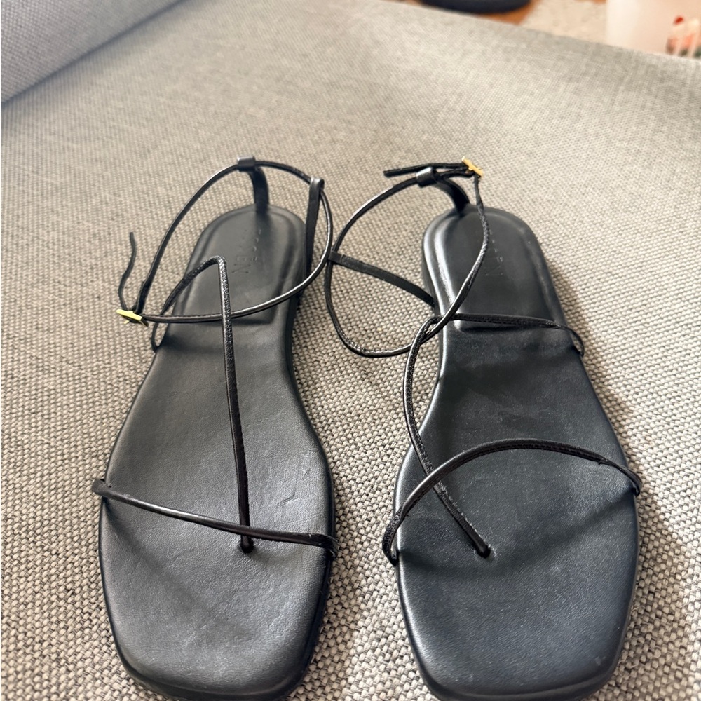 Essen Brand Barely There Elegant Black Strappy Sandals